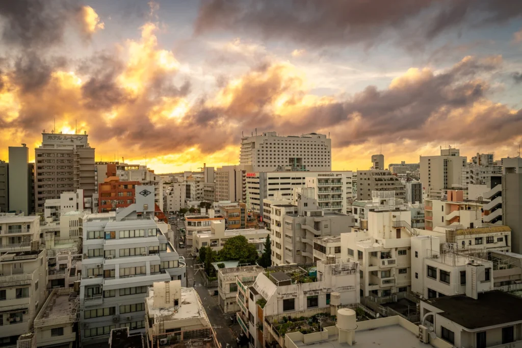 The view of Okinawa's weather at sunset on 15th June 2025