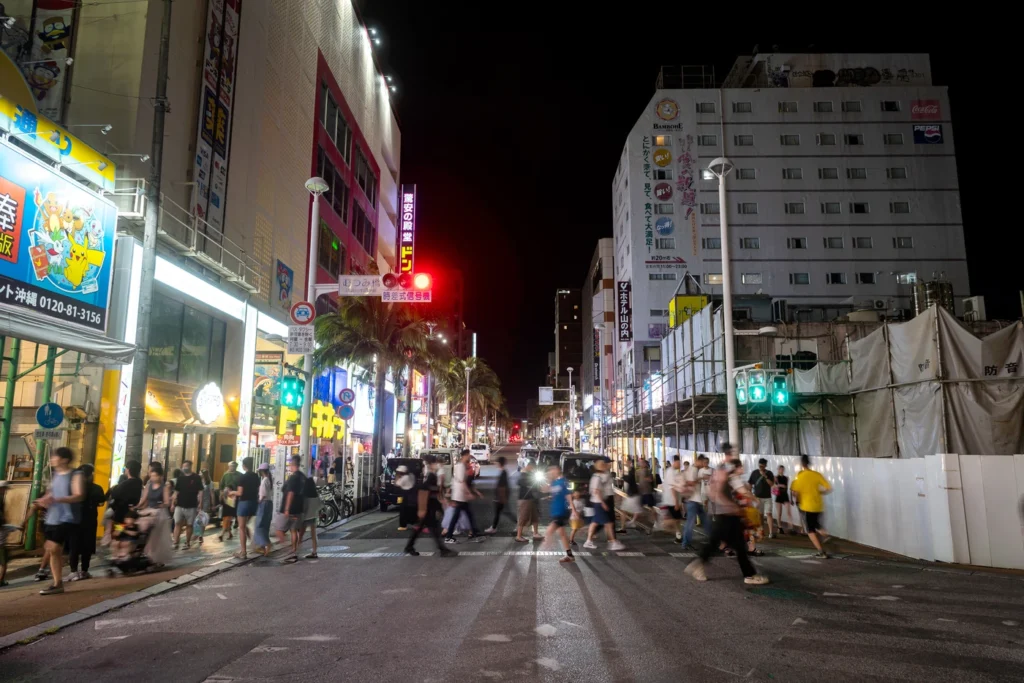 16th June 2025 Okinawa Weather International Street Makishi Public Market Entrance Evening People