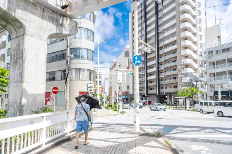沖縄の天気 7月22日 美栄橋駅 晴れた様子