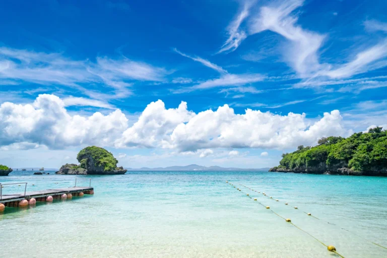 Ikei Beach, a swimming area with a designated safety zone