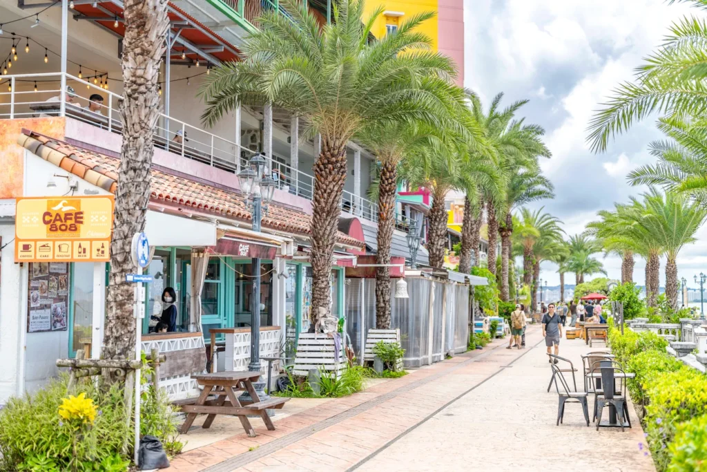 The weather in Okinawa on 23rd August 2025 around noon at American Village. After this, the number of tourists increased.