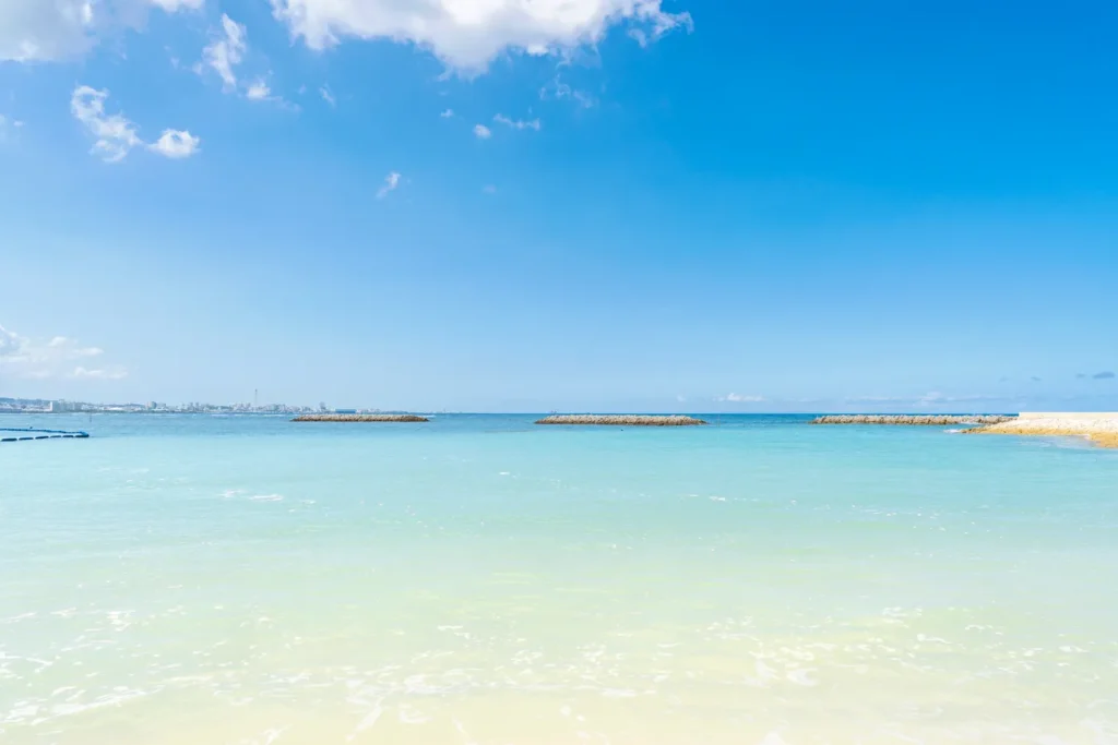 上午晴朗的日落海灘波浪很強。