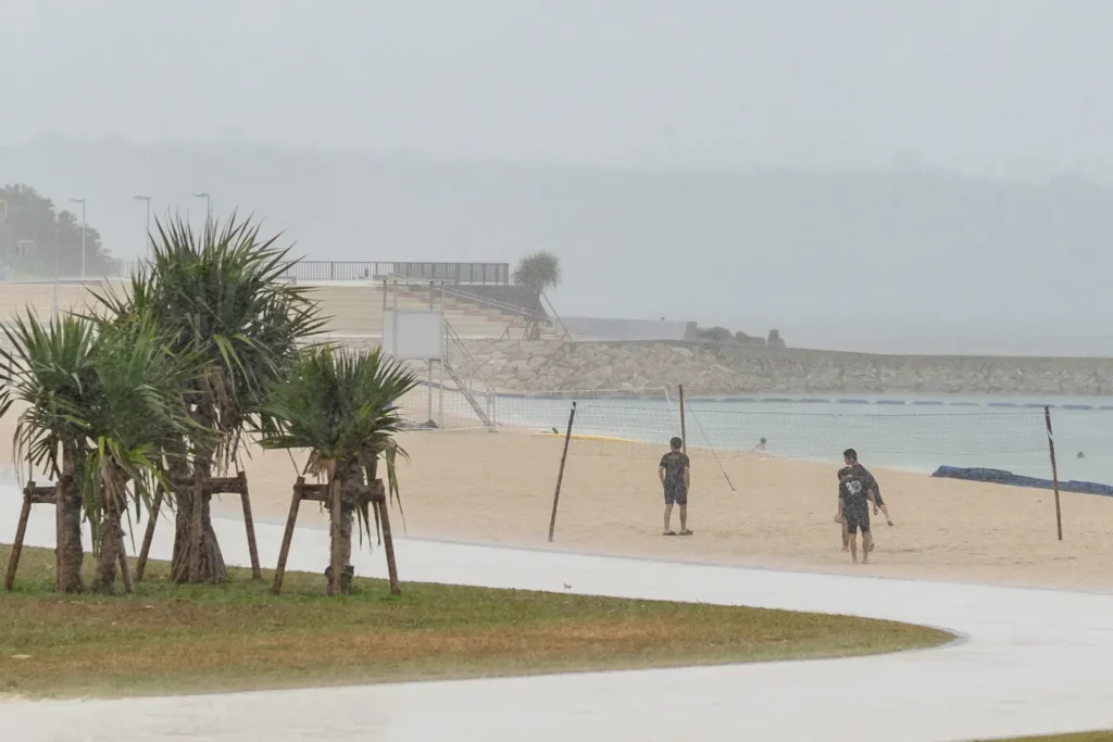 Sunset Beach with a torrential downpour of showers