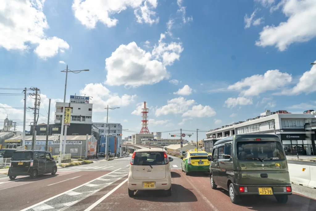 The sight of the sunlight on the way back to Naha