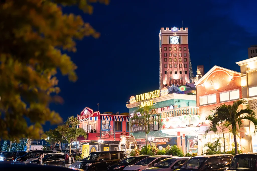 The evening view of American Village