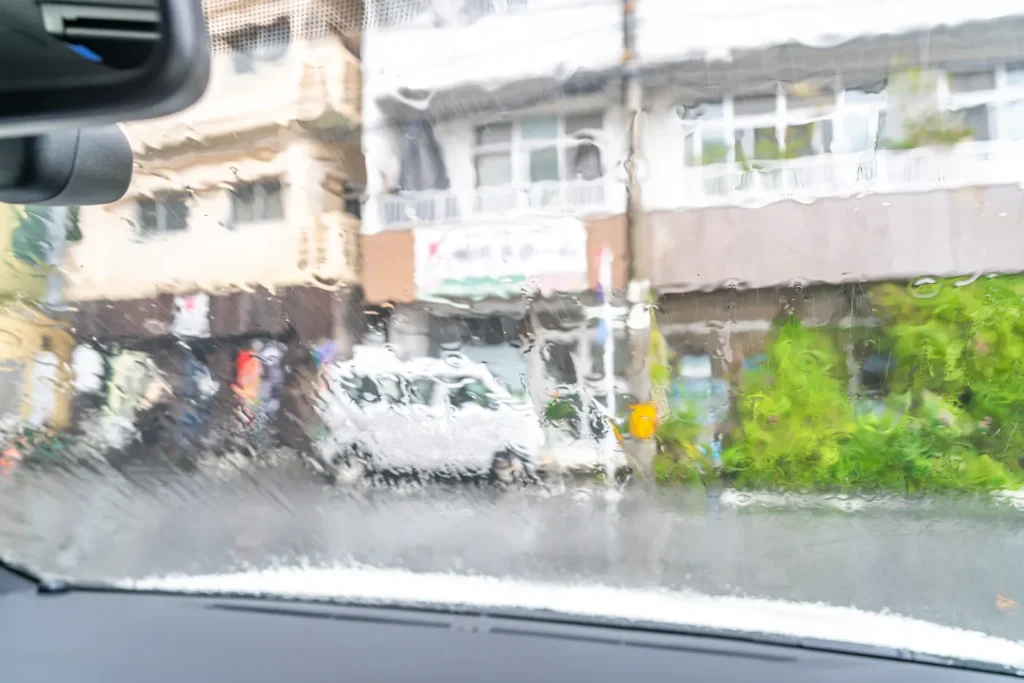 The sight of Okinawa Naha under a torrential downpour