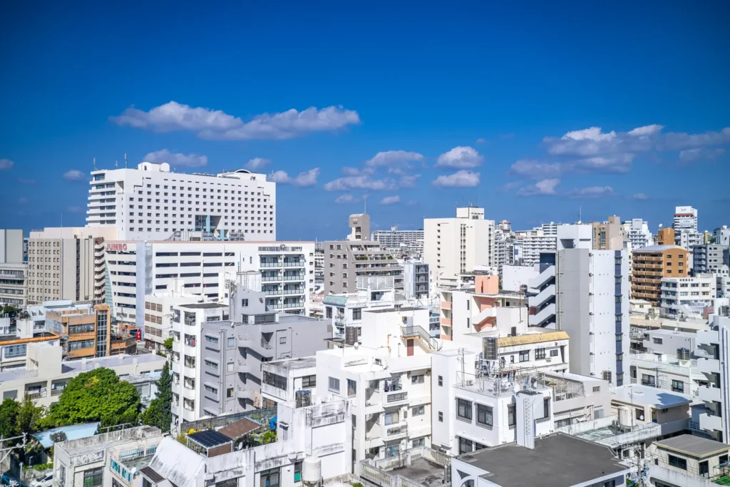 The morning view around Tomari Port in Okinawa