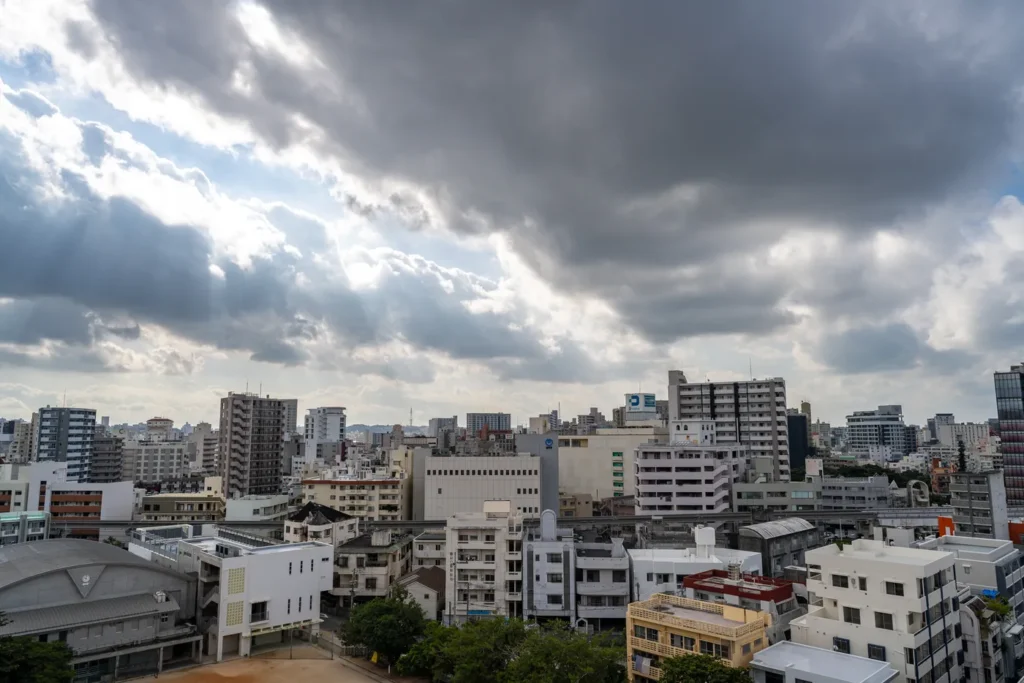 Morning in Okinawa, Miebashi with a cloudy view.