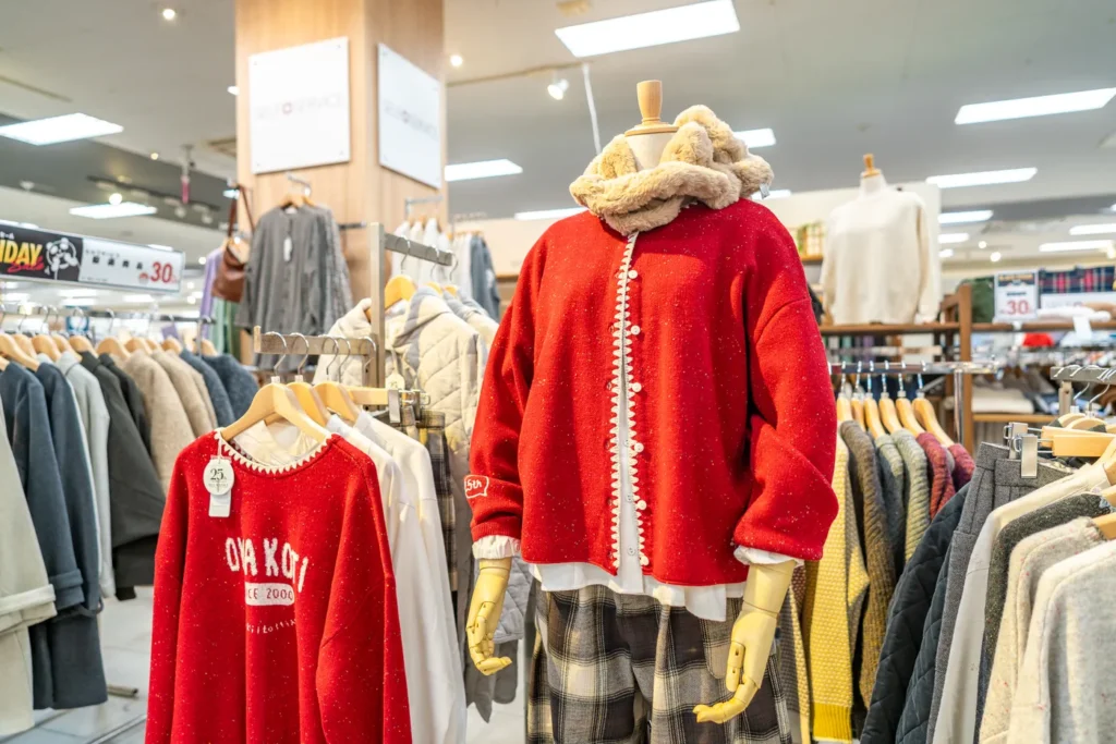Okinawa Weather 26th November 2025 Winter clothes displayed in shopping malls
