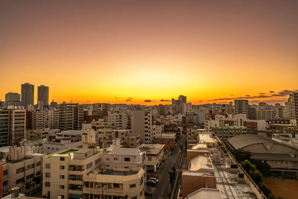 The sunrise view of Maejima, Okinawa at dawn